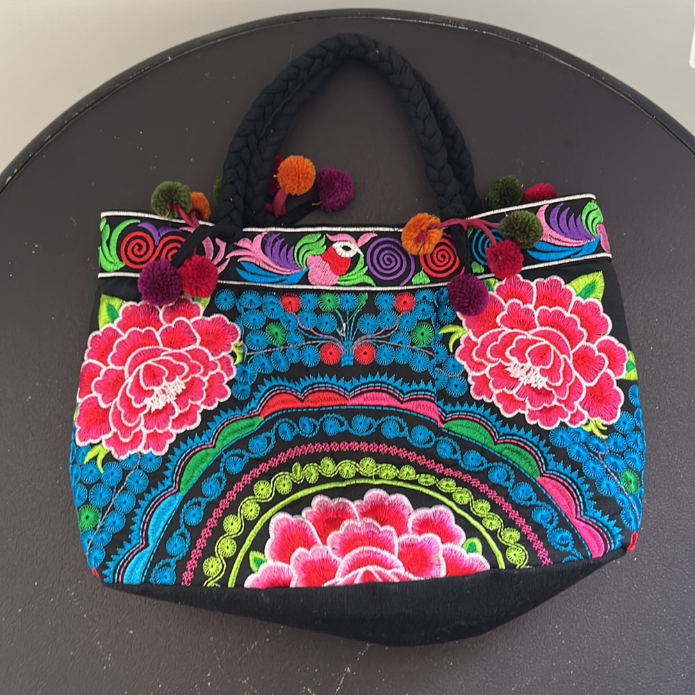 Thai, Hand Crafted, Hmong Tribe, Floral Tote Bag